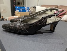 Pavers Women's Slingback Kitten Heel Court Shoes Size 6 In Burgundy