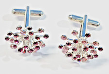 Cufflinks Steel Platinum Filled/SIMULATED Amethyst Cut/Premium RARE LUXURY/UK/S