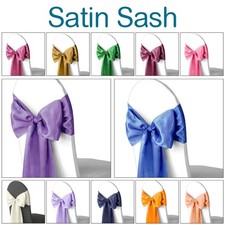 1 10 25 50 100 Satin Chair Sashes Cover Bow Sash Wider Fuller Bows Wedding Party
