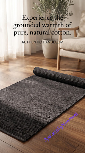 Cotton rug charcoal - rug, colour