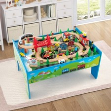 80-Piece Wooden Train Set and
