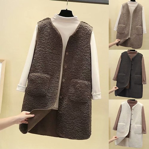 Ladies gilet button lambswool - gilet,