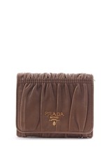 Prada Nappa Gaufre Leather Compact Wallet / Brown