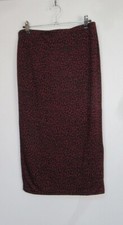 Whistles New Burgundy/Black Animal Print Tube  Midi Pull On Skirt Size XS - M