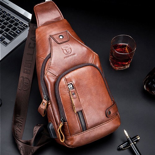 Men sling backpack genuine - backpack,