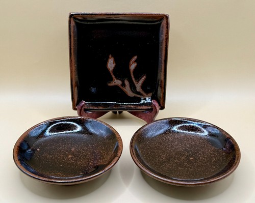 Three studio pottery trinket - three,