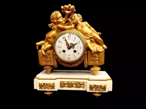 Antque clock marble french - clock,