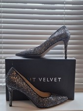Mint Velvet Glitter Court Shoes Silver Size 5 Used