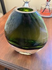 PartyLite Green Rainforest Renewal Art Glass Vase Reed Diffuser VASE ONLY Read