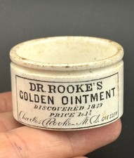 Victorian Antique Dr. Doctor Rooke's Golden Ointment Pot Charles Rooke / Giessen