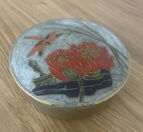 Trinket jar brass - trinket, enamelled