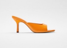ZARA ORANGE SQUARE HEELED OPEN