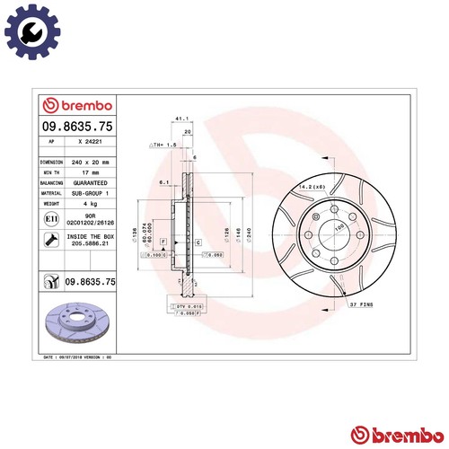 Brake disc 8635 75 - 2x, 09.8635.75