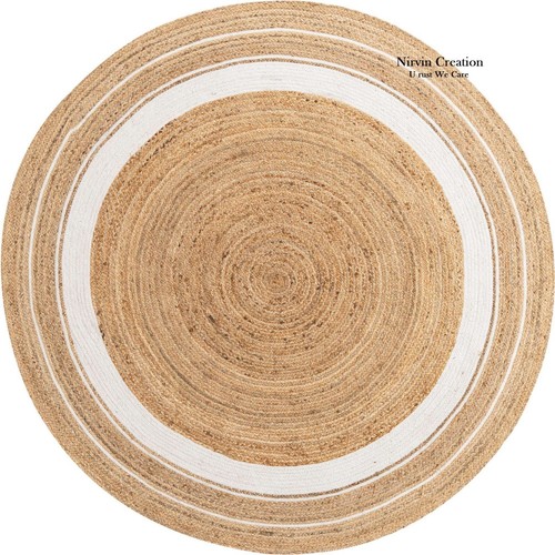Round rug jute area - rug, hand
