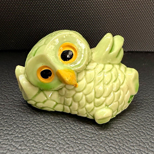 Vintage green owl figurine - green,