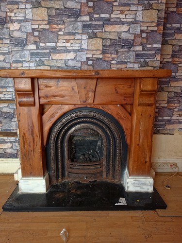 Antique cast iron fireplace - cast,