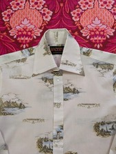 Vintage 1970s Dickens Novelty Print Dagger Collar Shirt - 14.5" Collar