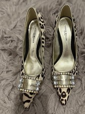 NEW Vintage Karen Millen Gold leopard ponyhair Stiletto Heels UK 4.5 EU37.5 £200