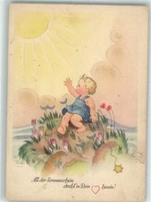 39916153 - signed RAA Little Child Looking Up At The Bright Sun Artist