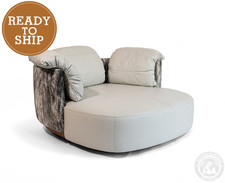 Round Leather Swivel Cowhide