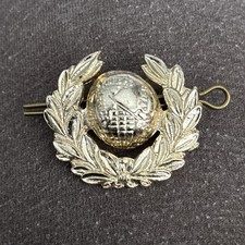 British Royal Naval Marines Gold Tone Collar Badge & Pin 38mm X 30mm