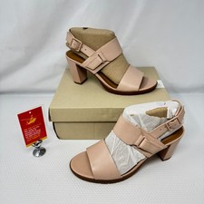 Clarks Dusty Pink Kurtley Shine Leather Block Heels Shoes Size UK 6  AC11