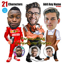 Personalised Caricatures Posters. 21 Caracters to choose. Add Photo and name