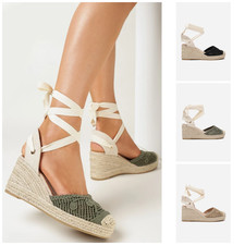 ladies women lace-up wedge