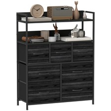 HOMCOM Bedroom Chest of Drawers 7 Drawer Dresser w/ Shelves, Black