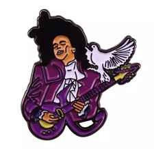 Prince Guitar When The Doves Cry Metal Enamel Glitter Pin Badge Singer