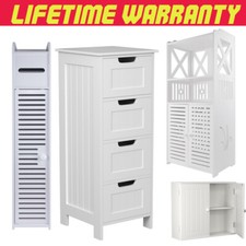 WHITE WOODEN BATHROOM CABINET
