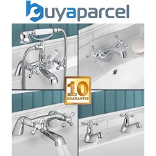 Edwardian Traditional Chrome Mono Basin Tap Shower Mixer Bath Filler Taps Waste