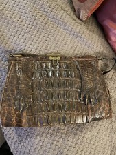 Vintage Retro Brown Crocodile Skin Style Handbag Clutch Bag Purse 1950s/1960s