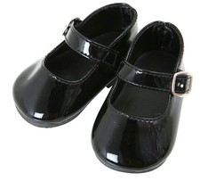 BLACK PATENT DOLLS SHOES SIZE