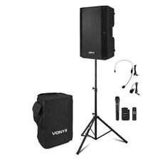 Vonyx VSA700-BP 1000W Portable PA Speaker System with Micophones, Stand and Case