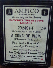 AMPICO REPRODUCINGROLL RIMSKY-KORSAKOFFS A SONG OF INDIA P/B ORIGINAL PIANO TRIO