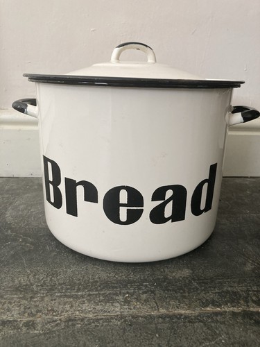 Vintage retro enamel bread bin - bread,
