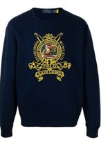 Polo Ralph Lauren embroidered  fleece horse jumping sweatshirt  stadium p wing L