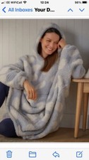 DUNELM - Blue spot Oversized Blanket /Hoodie/ Snuddie One Size New