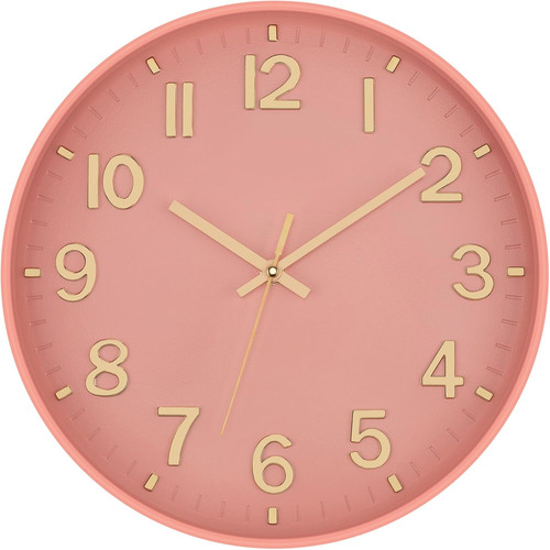 Wall clock pink modern inch - wall,