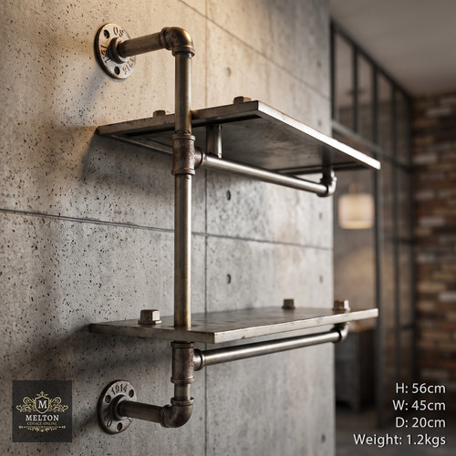 Wall unit shelf metal pipe - wall,