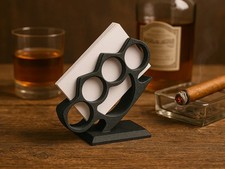 Brass Knuckles Business Card Holder – Unique Office Accessory