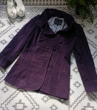 NEXT Aubergine Purple Military Style Velvet Suede Style Jacket Coat 8 10 S