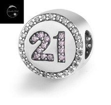 Genuine 925 Sterling Silver Charm 21st Birthday Bead Family Friend Daughter Mum