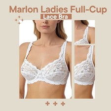 Marlon Ladies Full-Cup Lace Bra Underwired Stretch Lingerie Black or White UK