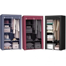 Wardrobe With Hanging Rail Shelving Clothes Storage Large Cupboard Fabric Canvas