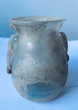 Miniature Light Blue Vase Scavo Seguso Vetri D'arte Iridescent Glass Murano 1950