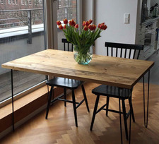 Reclaimed hairpin dining table / desk