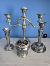 Antique Ian Heath Ltd LANTHE Silver Plated Candelabra, Candlesticks, Bud Vases