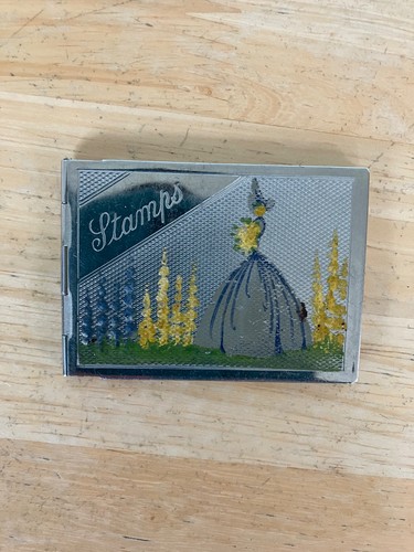 Vintage chrome stamp case with - stamp,